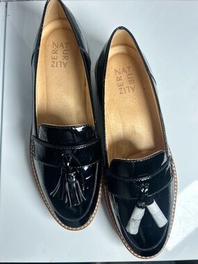 Naturalizer AUGUST Black Patent Leather Tassel Slip On Loafers Shoes Size 8.5